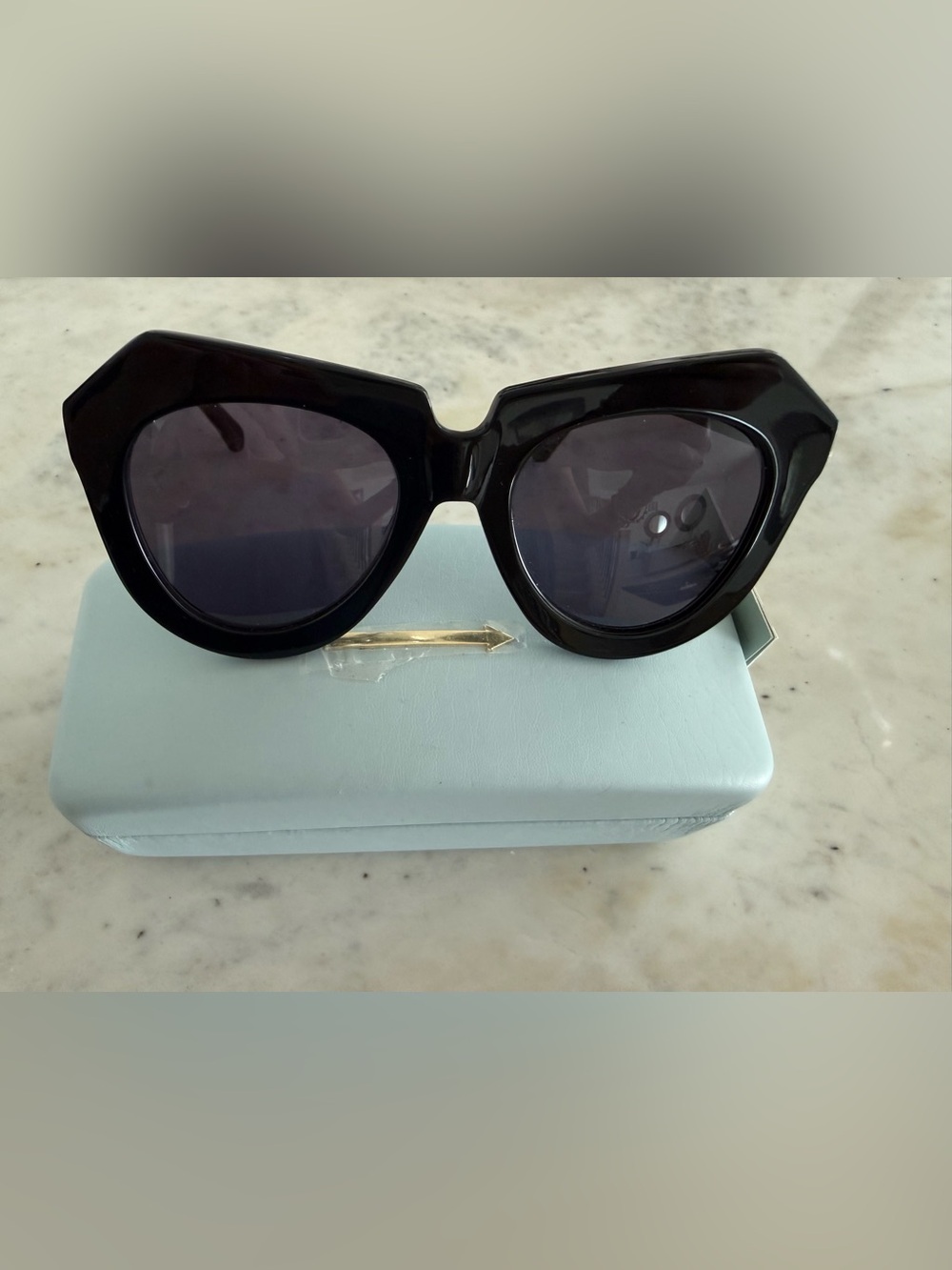 Authentic NWT Karen Walker Glossy Black Cat-Eye Sunglasses